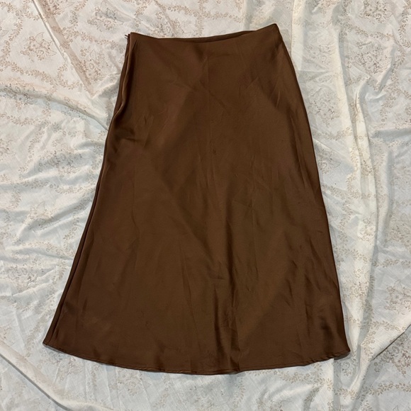 SHEIN Dresses & Skirts - SHEIN Chocolate Silky A-Line Skirt